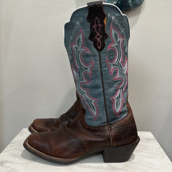 Justin Cowgirl Western Dark Brown Rawhide Boots L7305 Size 7 B Brown,Steel Blue - Picture 7 of 12